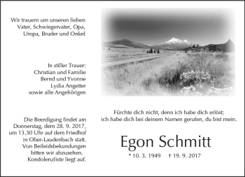 Traueranzeige von Egon Schmitt von Trauerportal Echo Online