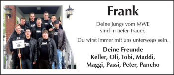 Traueranzeige von Frank Detering von Trauerportal Rhein Main Presse