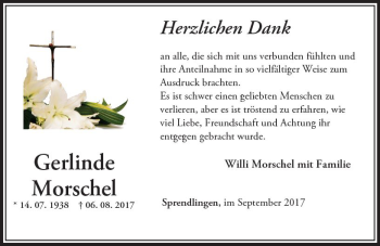 Traueranzeige von Gerlinde Morschel von Trauerportal Rhein Main Presse