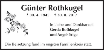 Traueranzeige von Günter Rothkugel von Trauerportal Rhein Main Presse
