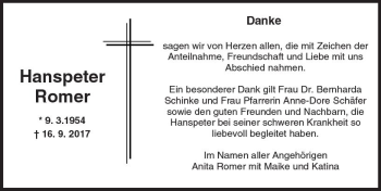 Traueranzeige von Hanspeter Romer von Trauerportal Rhein Main Presse