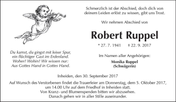 Traueranzeige von Robert Ruppel von  Kreisanzeiger