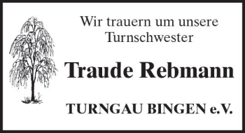 Traueranzeige von Traude Rebmann von Trauerportal Rhein Main Presse