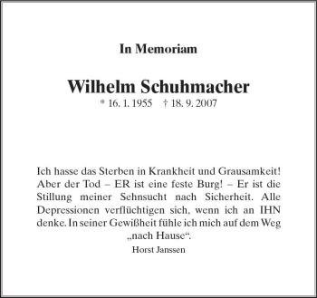 Traueranzeige von Wilhelm Schuhmacher von  Gießener Anzeiger