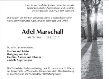 Traueranzeige von Adel Marschall von Trauerportal Rhein Main Presse