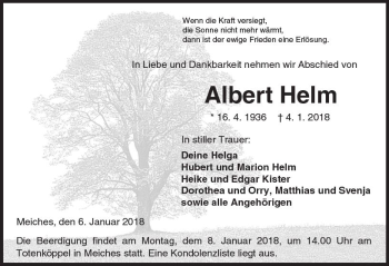 Traueranzeige von Albert Helm von VRM Trauer