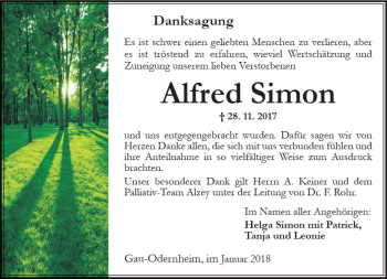 Traueranzeige von Alfred Simon von Trauerportal Rhein Main Presse