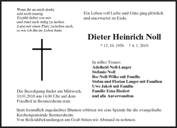 Traueranzeige von Dieter Heinrich Noll von Trauerportal Rhein Main Presse
