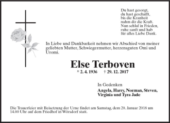 Traueranzeige von Else Terboven von Trauerportal Rhein Main Presse