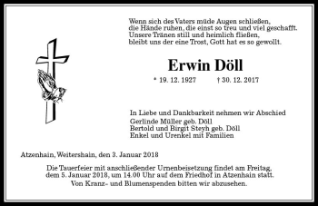 Traueranzeige von Erwin Döll von  Gießener Anzeiger