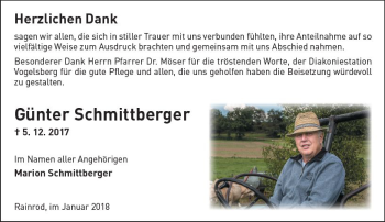 Traueranzeige von Günter Schmittberger von  Kreisanzeiger
