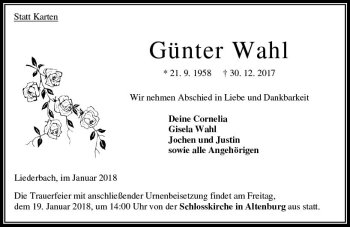 Traueranzeige von Günter Wahl von VRM Trauer