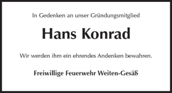 Traueranzeige von Hans Konrad von Trauerportal Rhein Main Presse