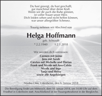 Traueranzeige von Helga Hoffmann von Trauerportal Rhein Main Presse