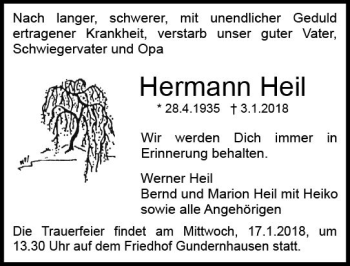 Traueranzeige von Hermann Heil von Trauerportal Rhein Main Presse