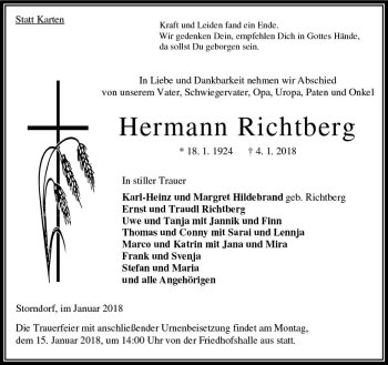 Traueranzeige von Hermann Richtberg von VRM Trauer