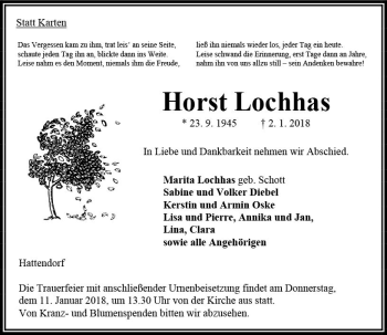 Traueranzeige von Horst Lochhas von VRM Trauer
