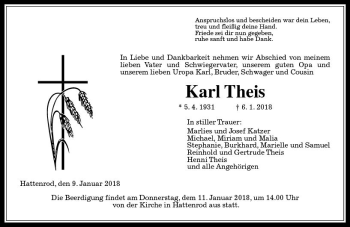 Traueranzeige von Karl Theis von  Gießener Anzeiger