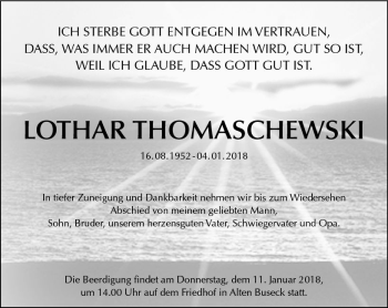 Traueranzeige von Lothar Tomaschewski von  Gießener Anzeiger