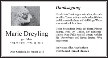 Traueranzeige von Marie Dreyling von VRM Trauer