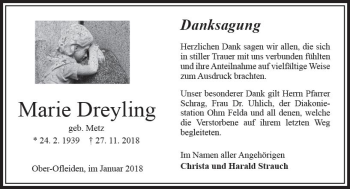 Traueranzeige von Marie Dreyling von VRM Trauer