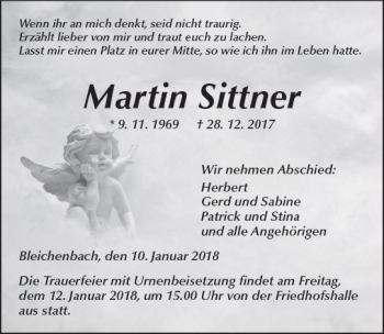 Traueranzeige von Martin Sittner von  Kreisanzeiger