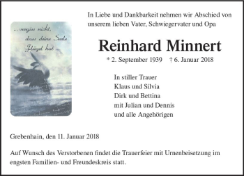 Traueranzeige von Reinhard Minnert von VRM Trauer