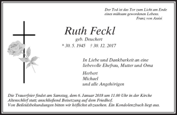 Traueranzeige von Ruth Feckl von VRM Trauer