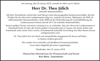 Traueranzeige von Theo Jülich von Trauerportal Rhein Main Presse