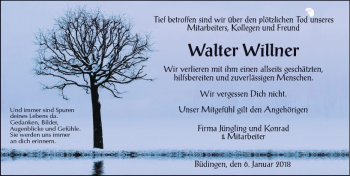 Traueranzeige von Walter Willner von  Kreisanzeiger