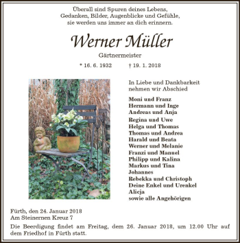 Traueranzeige von Werner Müller von Trauerportal Rhein Main Presse