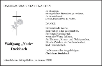 Traueranzeige von Wolfgang Dreisbach von Trauerportal Rhein Main Presse