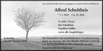 Traueranzeige von Alfred Schultheis von VRM Trauer