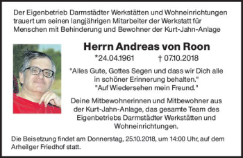 Traueranzeige von Andreas von Roon von vrm-trauer