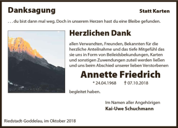 Traueranzeige von Annette Friedrich von vrm-trauer