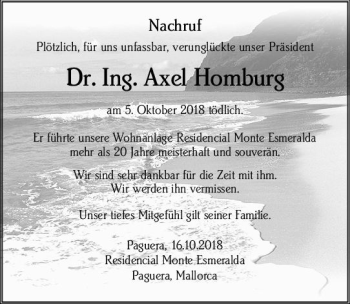 Traueranzeige von Axel Homburg von vrm-trauer