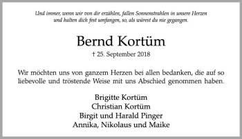Traueranzeige von Bernd Kortüm von vrm-trauer