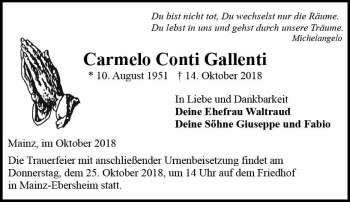 Traueranzeige von Carmelo Conti Gallenti von vrm-trauer