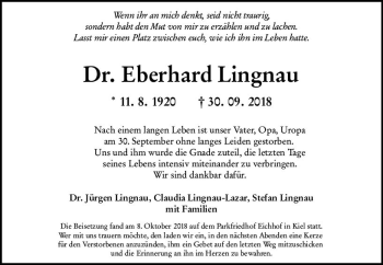 Traueranzeige von Eberhard Lingnau von vrm-trauer