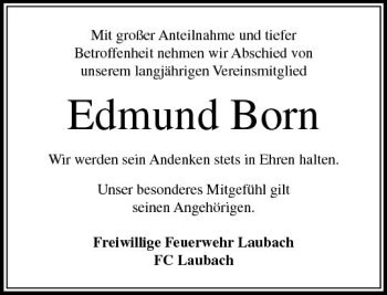 Traueranzeige von Edmund Born von  Usinger Anzeiger
