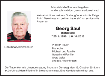 Traueranzeige von Georg Saul von vrm-trauer