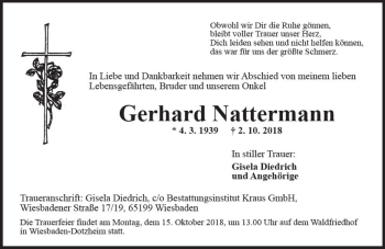 Traueranzeige von Gerhard Nattermann von vrm-trauer
