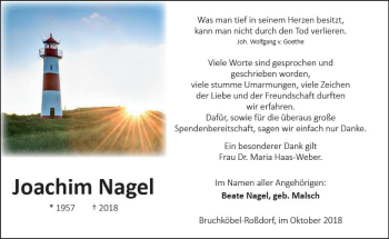 Traueranzeige von Joachim Nagel von  Kreisanzeiger