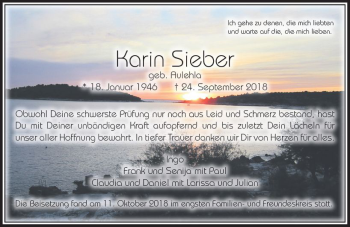 Traueranzeige von Karin Sieber von  Usinger Anzeiger