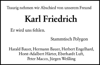 Traueranzeige von Karl Friedrich von vrm-trauer