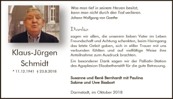 Traueranzeige von Klaus-Jürgen Schmidt von vrm-trauer