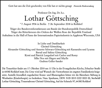Traueranzeige von Lothar Göttsching von vrm-trauer
