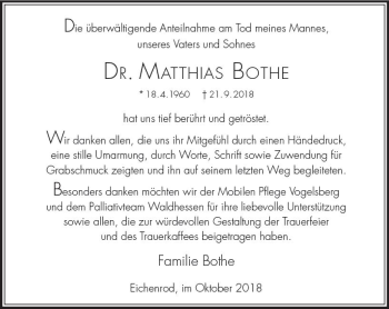 Traueranzeige von Matthias Bothe von VRM Trauer