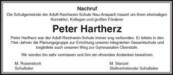 Traueranzeige von Peter Hartherz von  Usinger Anzeiger