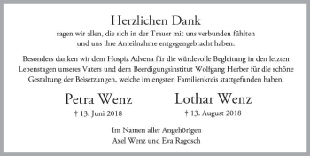 Traueranzeige von Petra Wenz von  Camberger Anzeiger